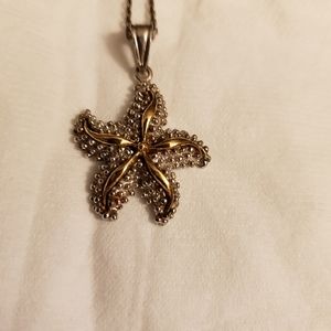 Sterling Silver & 14K Two-Tone Starfish Pendant with 18 inch Chain